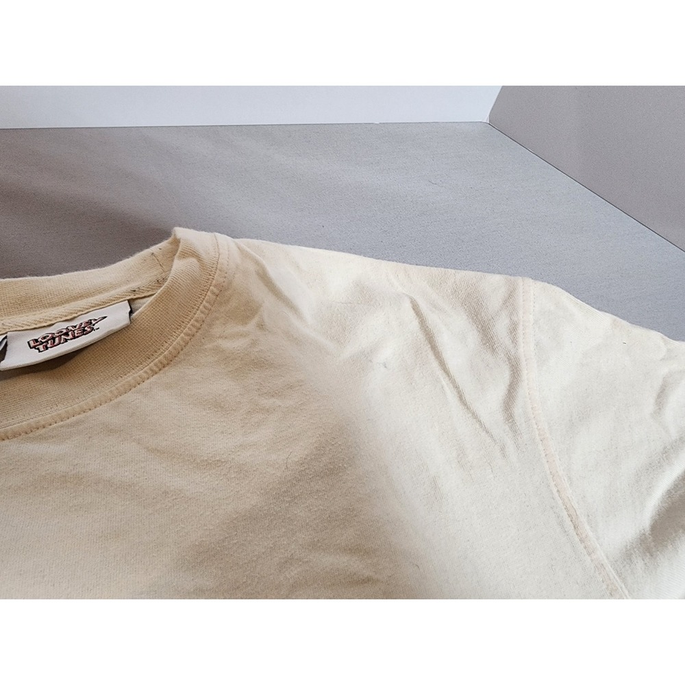 Zara Looney Tunes Bugs Bunny Graphic T-Shirt Mens Large Cream Felt Detail Logo - Picture 9 of 11